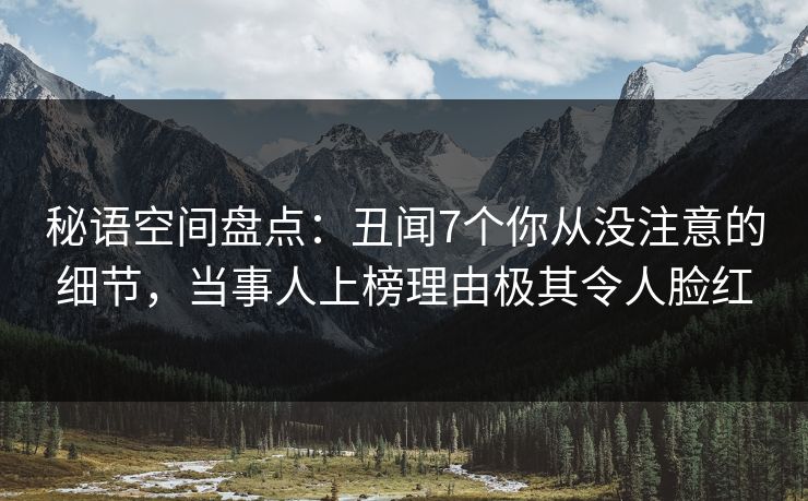 秘语空间盘点：丑闻7个你从没注意的细节，当事人上榜理由极其令人脸红