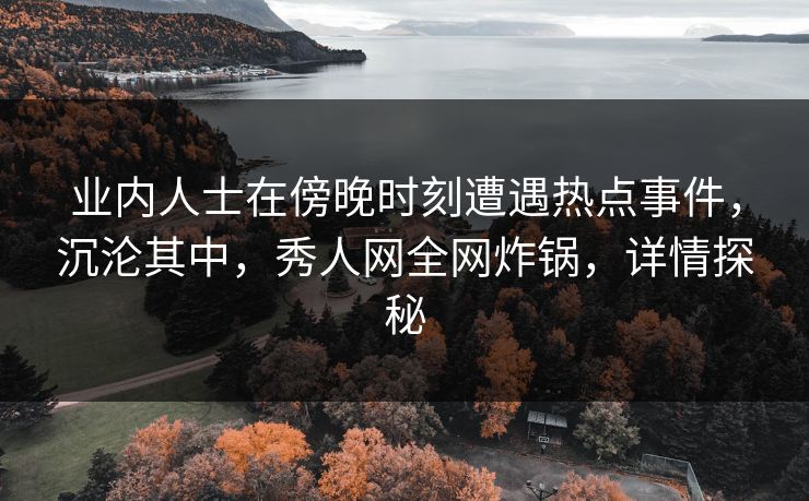 业内人士在傍晚时刻遭遇热点事件，沉沦其中，秀人网全网炸锅，详情探秘