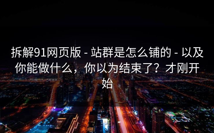 拆解91网页版 - 站群是怎么铺的 - 以及你能做什么，你以为结束了？才刚开始