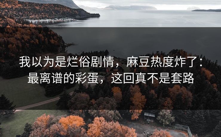 我以为是烂俗剧情,麻豆热度炸了:最离谱的彩蛋,这回真不是套路 我以为是烂俗剧情,麻豆热度炸了:最离谱的彩蛋,这回真不是套路