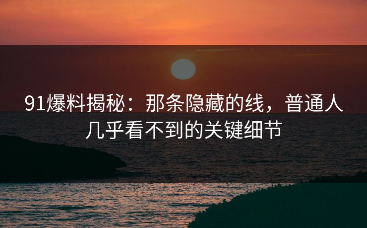 91爆料揭秘:那条隐藏的线,普通人几乎看不到的关键细节 91爆料揭秘:那条隐藏的线,普通人几乎看不到的关键细节